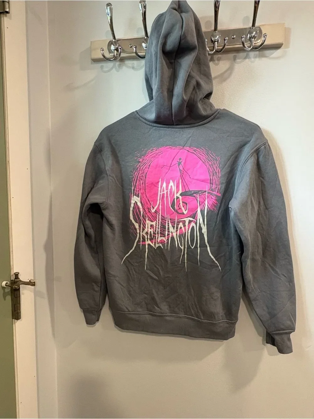 Disney The Pumpkin King Gray & Pink Zip Hoodie